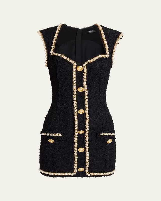 Tweed Chain and Pearl Mini Dress